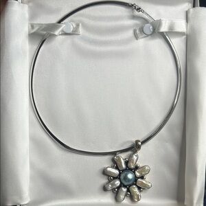 Baroque Sterling Silver Freshwater Pearl Flower/Star/Sun 925 Necklace & Pendant